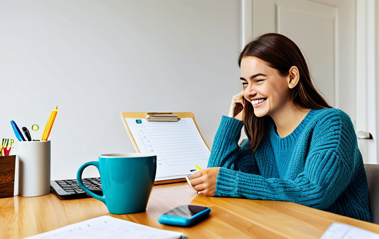개인화된 진행 시각화 노하우 - Micro-Goal Success**
"A young woman in a bright, modern home office, fully clothed in a comfortable...