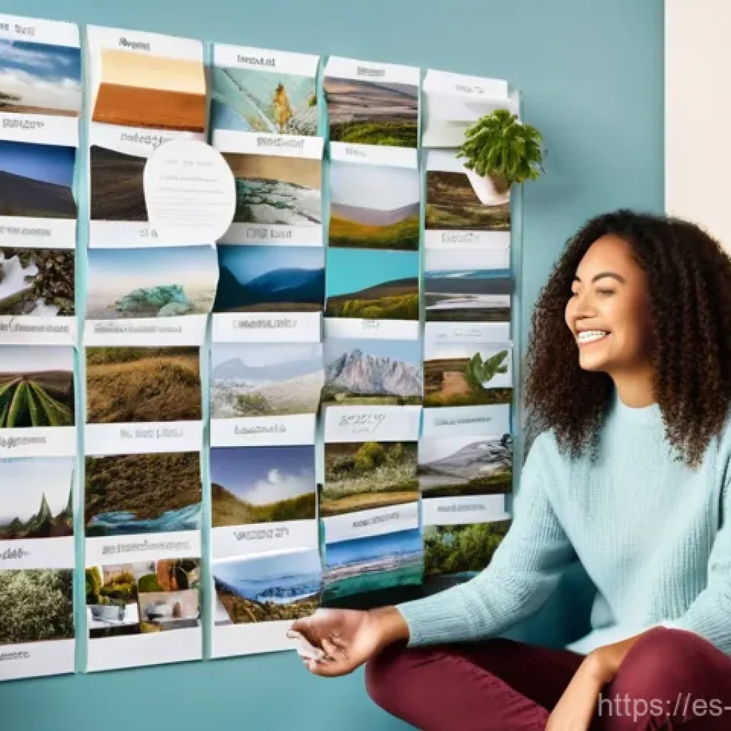 목표 달성 시각화 체크리스트 - **Prompt 1: The Architect of Dreams - Vision Board Creation**
"A young woman, approximately 28 y...