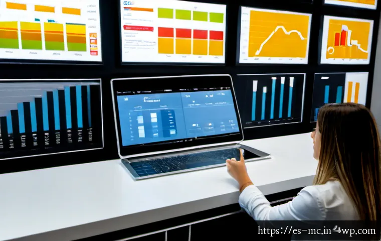 시각화 도구의 선택 기준 - Photorealistic modern Barcelona design studio, diverse Spanish-speaking analytics team selecting the...